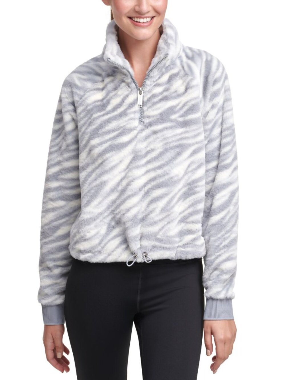 Calvin Klein Womens Performance Animal-Print Half-Zip Top